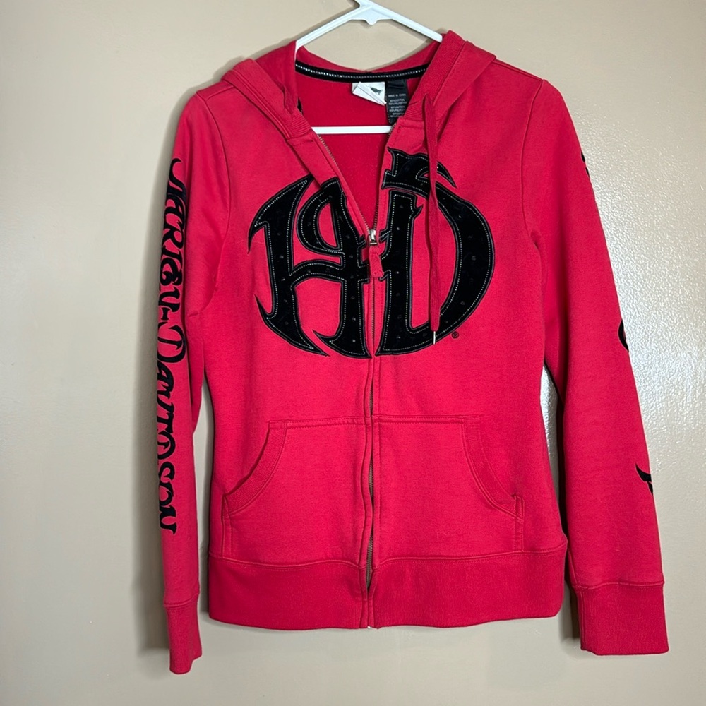Red Harley Davidson Zip Hoodie